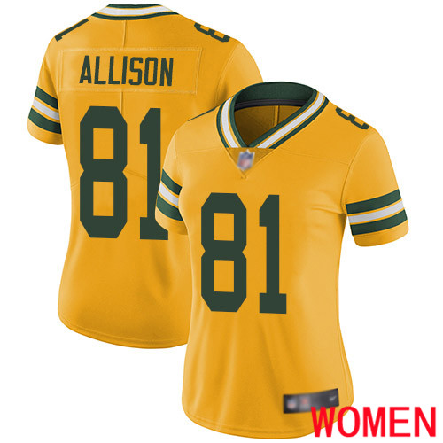 Green Bay Packers Limited Gold Women #81 Allison Geronimo Jersey Nike NFL Rush Vapor Untouchable->youth nfl jersey->Youth Jersey